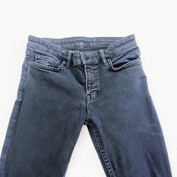 All Saints Distressed Skinny Black Faded Denim SZ26 - Picture 6 of 9